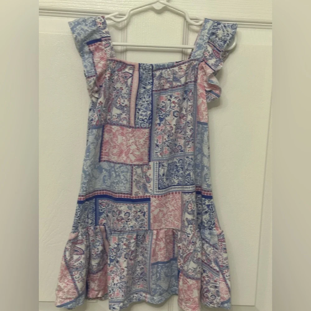 The Children's Place Girl Paisley Patchwork Ruffle Tiered Dress 4T Cotton Blend - Picture 3 of 6